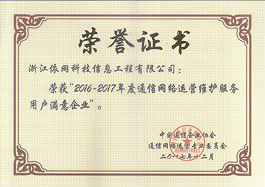 2016-2017年度通信網(wǎng)絡(luò)運(yùn)營(yíng)維護(hù)服務(wù)用戶滿意企業(yè)